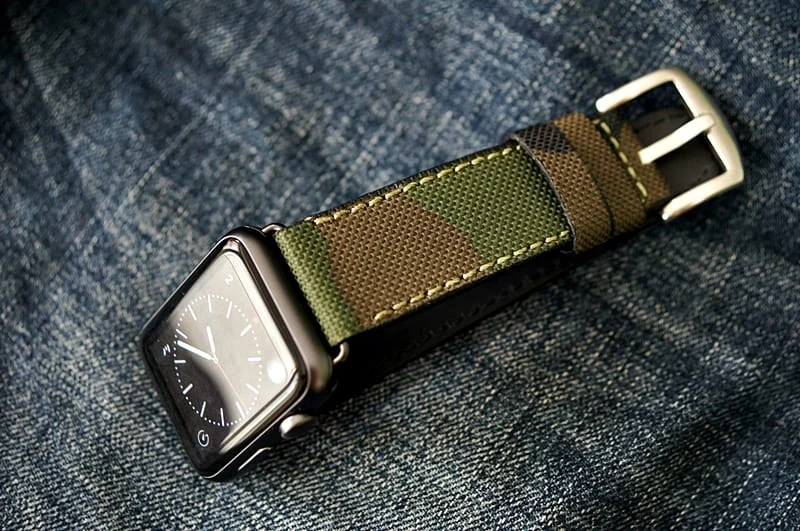 Camouflage handgefertigt Leder Uhrenarmband incl. Lugs Adapter für Apple Watch (oder Apple Watch Sport) 42mm oder 38mm – Bild 6